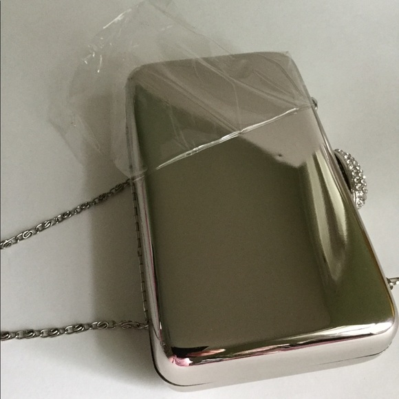 Natasha Couture Silver Crossbody / Clutch Box Bag - Picture 7 of 11